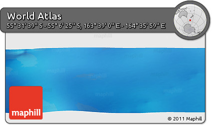 Physical Panoramic Map of the Area around 55° 19' 2" S, 164° 7' 30" E
