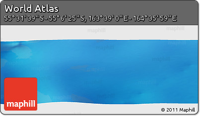 Physical Panoramic Map of the Area around 55° 19' 2" S, 164° 7' 30" E