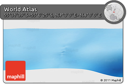 Physical Panoramic Map of the Area around 55° 19' 2" S, 167° 31' 30" E