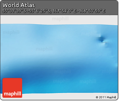 Physical 3D Map of the Area around 55° 19' 2" S, 168° 22' 30" E