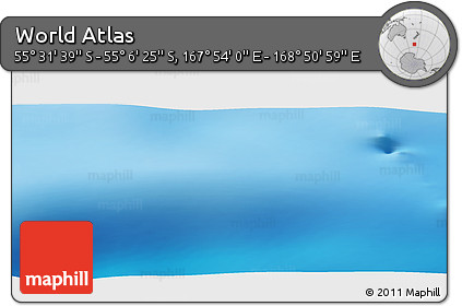 Physical Panoramic Map of the Area around 55° 19' 2" S, 168° 22' 30" E