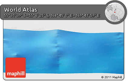 Physical Panoramic Map of the Area around 55° 19' 2" S, 169° 13' 29" E