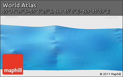 Physical Panoramic Map of the Area around 55° 19' 2" S, 169° 13' 29" E