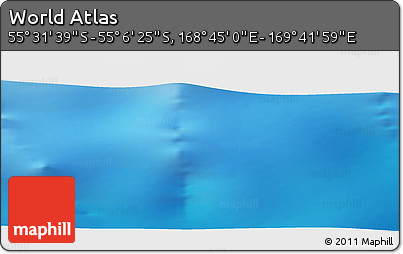 Physical Panoramic Map of the Area around 55° 19' 2" S, 169° 13' 29" E