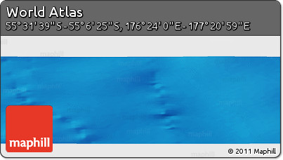 Physical Panoramic Map of the Area around 55° 19' 2" S, 176° 52' 30" E