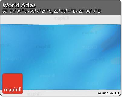 Shaded Relief 3D Map of the Area around 55° 19' 2" S, 23° 1' 29" E