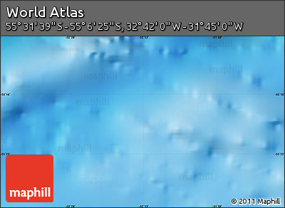 Physical Map of the Area around 55° 19' 2" S, 32° 13' 30" W