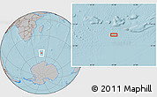 Gray Location Map of the area around 55° 19' 2" S, 47° 40' 29" E, hill shading