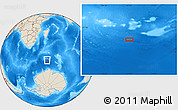 Shaded Relief Location Map of the area around 55° 19' 2" S, 47° 40' 29" E