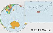Political Location Map of the area around 55° 19' 2" S, 49° 22' 30" E