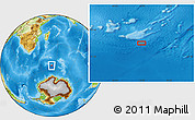 Physical Location Map of the area around 55° 19' 2" S, 51° 55' 29" E