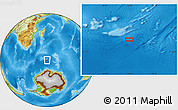 Physical Location Map of the area around 55° 19' 2" S, 52° 46' 29" E