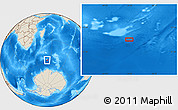 Shaded Relief Location Map of the area around 55° 19' 2" S, 52° 46' 29" E