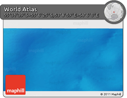 Physical 3D Map of the Area around 55° 19' 2" S, 53° 37' 30" E