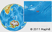Physical Location Map of the area around 55° 19' 2" S, 53° 37' 30" E
