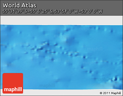Physical 3D Map of the Area around 55° 19' 2" S, 53° 28' 30" W