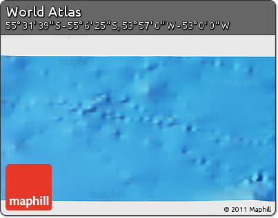 Physical 3D Map of the Area around 55° 19' 2" S, 53° 28' 30" W