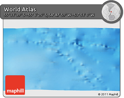 Physical 3D Map of the Area around 55° 19' 2" S, 54° 19' 30" W
