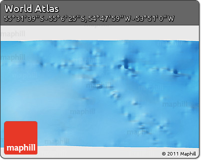 Physical 3D Map of the Area around 55° 19' 2" S, 54° 19' 30" W