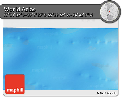 Physical 3D Map of the Area around 55° 19' 2" S, 55° 10' 29" W