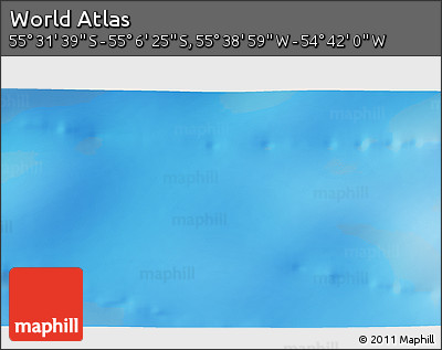 Physical 3D Map of the Area around 55° 19' 2" S, 55° 10' 29" W