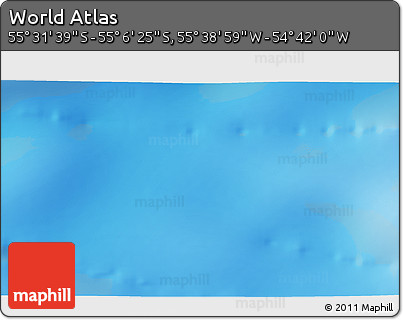 Physical 3D Map of the Area around 55° 19' 2" S, 55° 10' 29" W