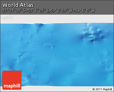 Physical 3D Map of the Area around 55° 19' 2" S, 58° 34' 30" W