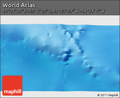 Physical 3D Map of the Area around 55° 19' 2" S, 59° 25' 29" W