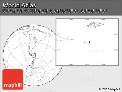 Blank Location Map of the Area around 55° 19' 2" S, 61° 7' 30" W