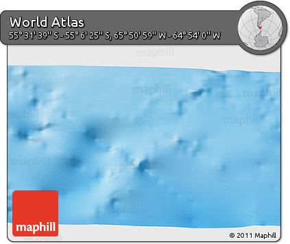 Physical 3D Map of the Area around 55° 19' 2" S, 65° 22' 30" W
