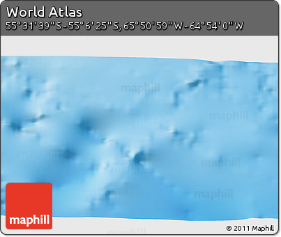 Physical 3D Map of the Area around 55° 19' 2" S, 65° 22' 30" W