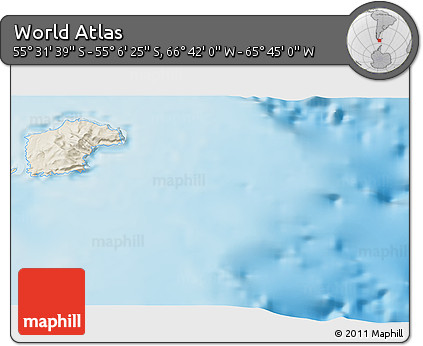 Shaded Relief 3D Map of the Area around 55° 19' 2" S, 66° 13' 29" W