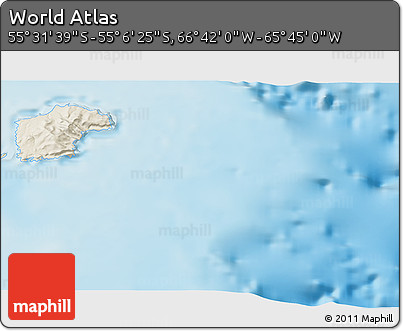 Shaded Relief 3D Map of the Area around 55° 19' 2" S, 66° 13' 29" W