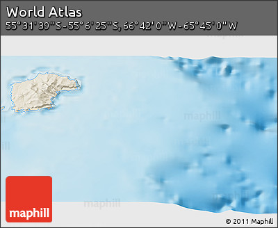 Shaded Relief 3D Map of the Area around 55° 19' 2" S, 66° 13' 29" W