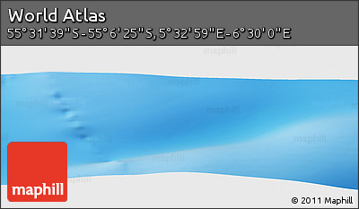 Physical Panoramic Map of the Area around 55° 19' 2" S, 6° 1' 30" E