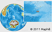 Physical Location Map of the area around 55° 19' 2" S, 72° 19' 29" E