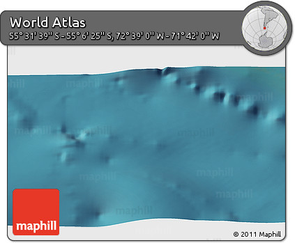 Satellite 3D Map of the Area around 55° 19' 2" S, 72° 10' 30" W