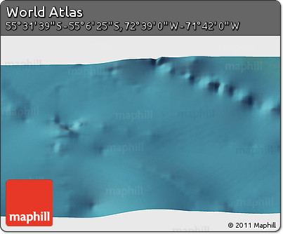 Satellite 3D Map of the Area around 55° 19' 2" S, 72° 10' 30" W