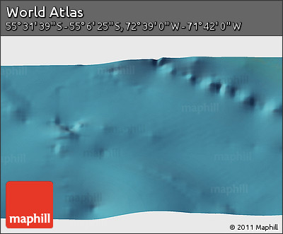 Satellite 3D Map of the Area around 55° 19' 2" S, 72° 10' 30" W