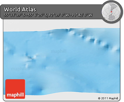 Shaded Relief 3D Map of the Area around 55° 19' 2" S, 72° 10' 30" W