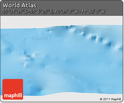 Shaded Relief 3D Map of the Area around 55° 19' 2" S, 72° 10' 30" W