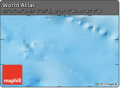 Physical Map of the Area around 55° 19' 2" S, 72° 10' 30" W