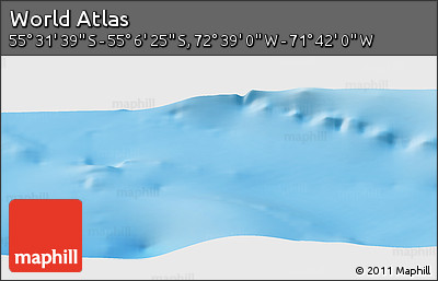 Physical Panoramic Map of the Area around 55° 19' 2" S, 72° 10' 30" W