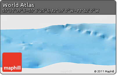 Physical Panoramic Map of the Area around 55° 19' 2" S, 72° 10' 30" W