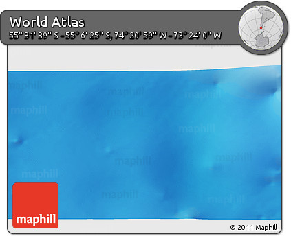 Physical 3D Map of the Area around 55° 19' 2" S, 73° 52' 30" W