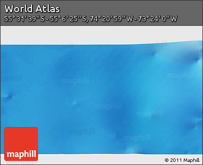 Physical 3D Map of the Area around 55° 19' 2" S, 73° 52' 30" W