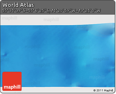 Physical 3D Map of the Area around 55° 19' 2" S, 73° 52' 30" W
