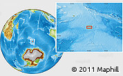 Physical Location Map of the area around 55° 19' 2" S, 76° 34' 29" E