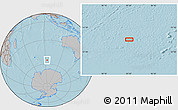 Gray Location Map of the area around 55° 19' 2" S, 93° 34' 29" E, hill shading