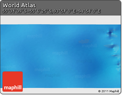 Physical 3D Map of the Area around 55° 19' 2" S, 94° 25' 30" E